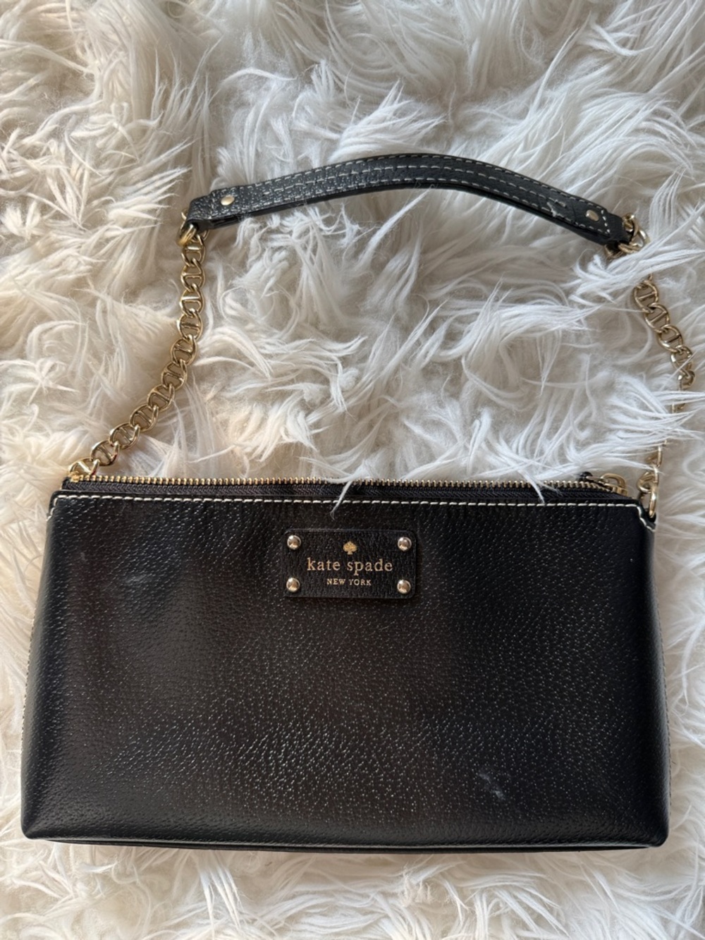 kate spade Black Leather Chain-Handle Crossbody Bag